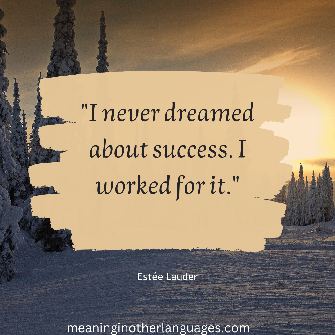 I never dreamed about success. I worked for it.