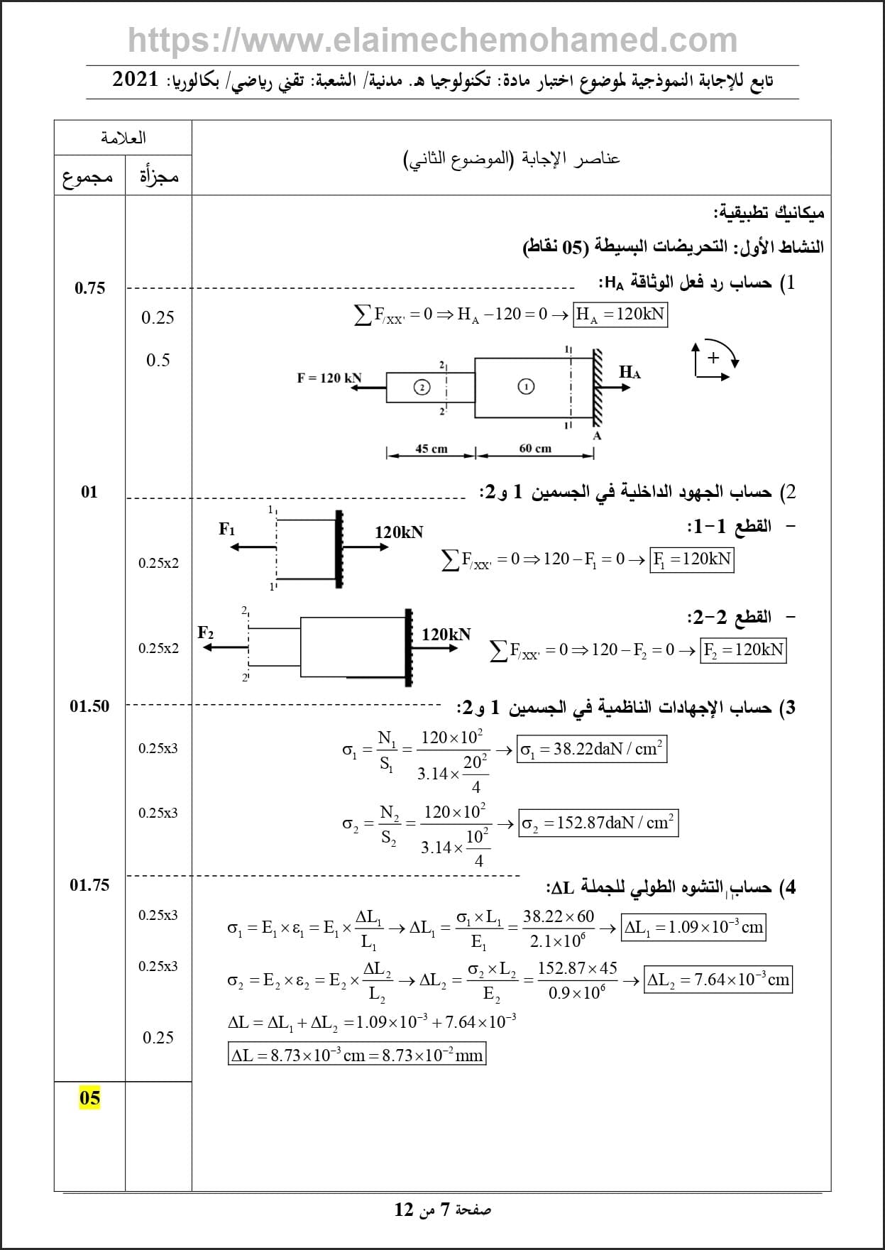 اختبار مادة الهندسة المدنية