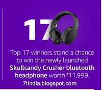 There total of 17 winners will win a Skullcandy crusher Bluetooth headphones worth Rs 11,999.