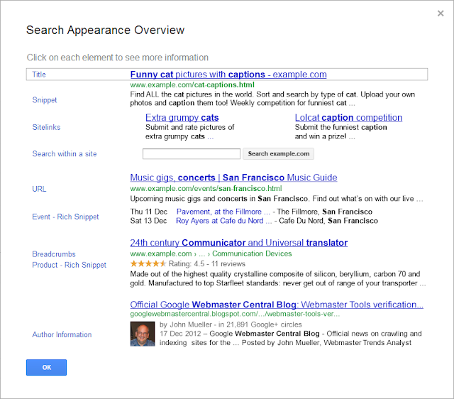 Webmaster Tools Search Appearance Overview