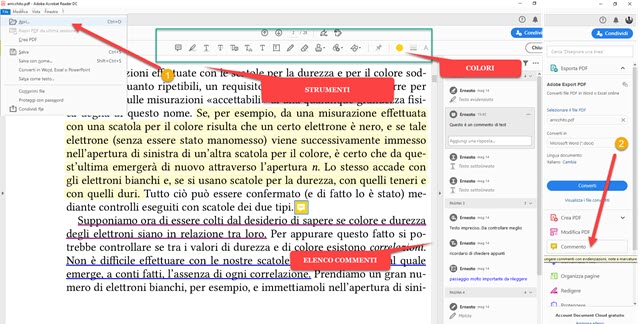 aggiungere commenti e altra grafica ai PDF