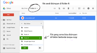 file di google drive bisa disimpan di dua folder google drive