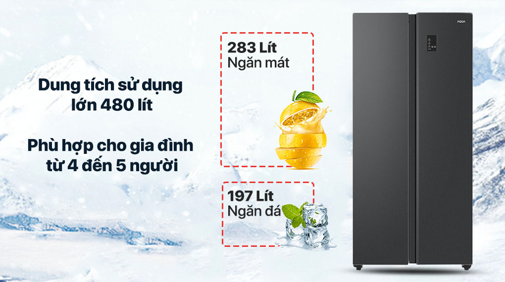 Tủ lạnh Aqua Inverter 480 lít AQR-S480XA(BL)