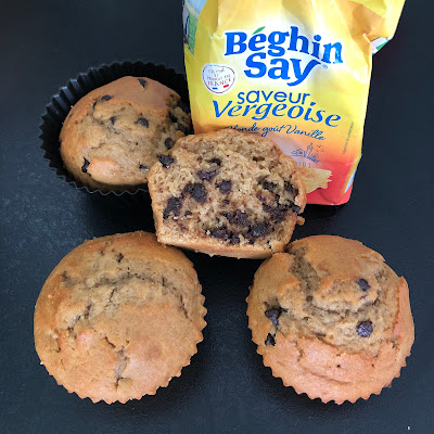 Muffins à la vergeoise blonde goût vanille de Béghin Say aux pépites de chocolat ou aux pommes