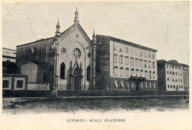 Old postcard of the Dutch church, Livorno