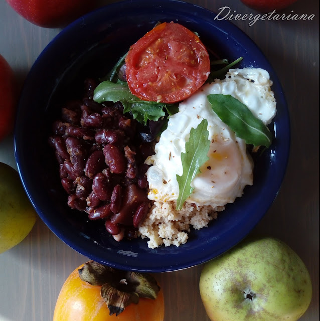 Plato combinado con alubias, huevo y cuscus