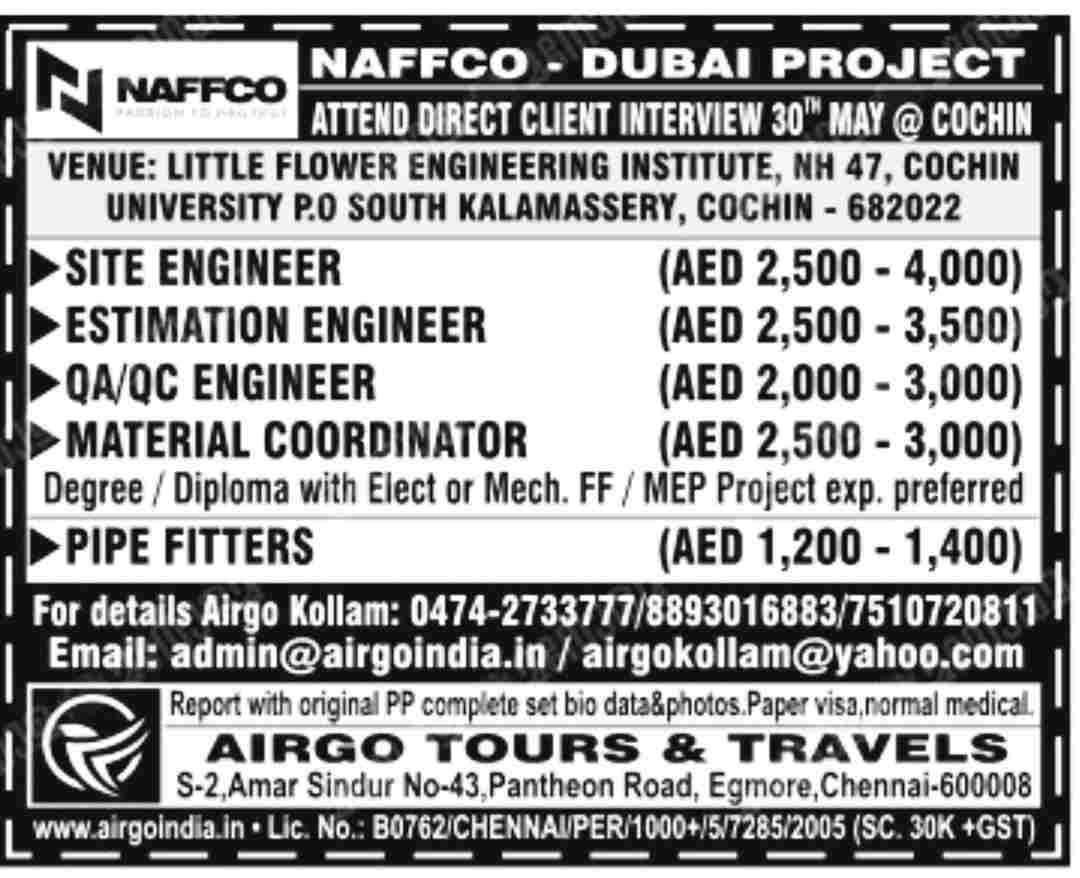 Naffco ko Dubai project jobs