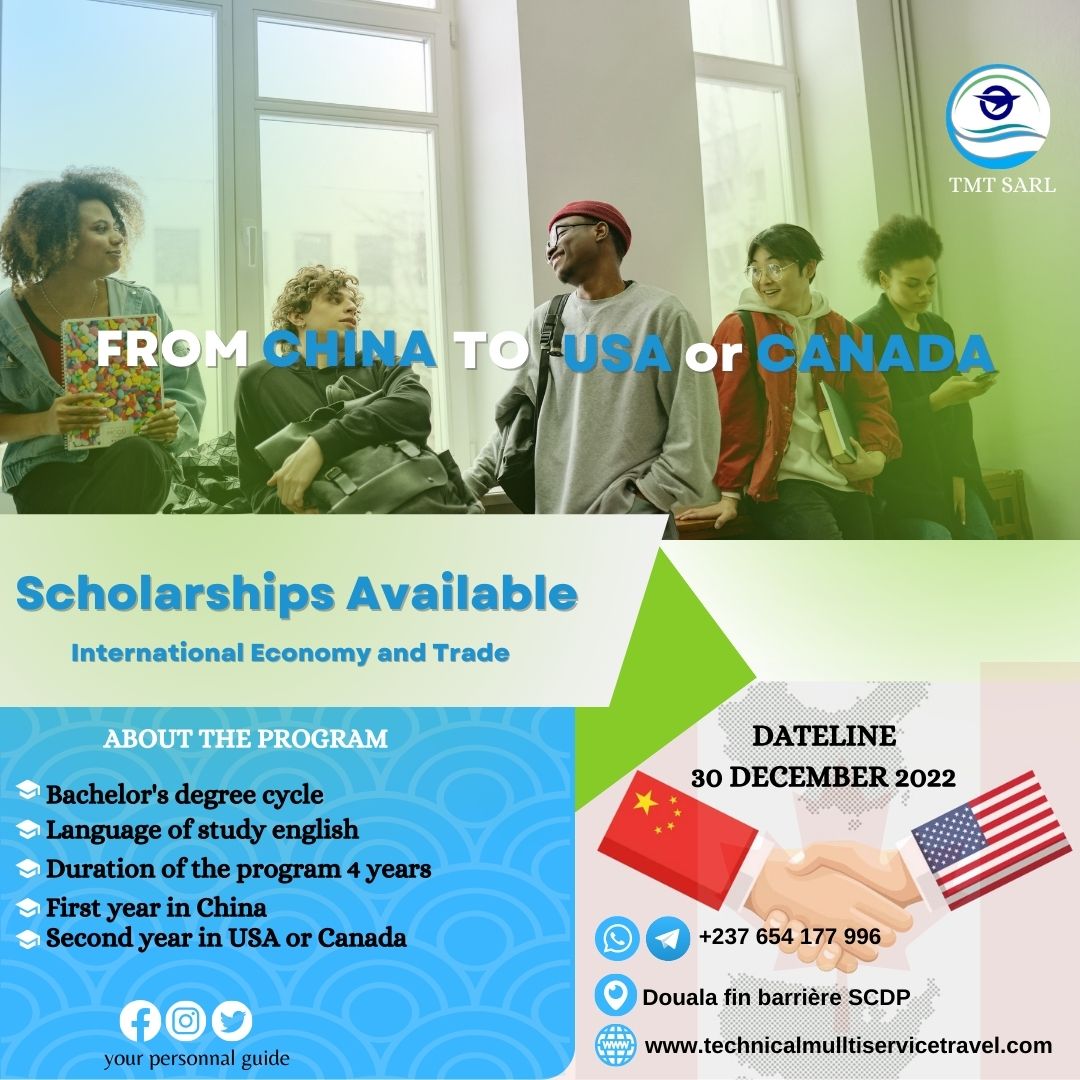 Opportunité d'études en Chine pour la première année et les autres années aux USA ou CANADA