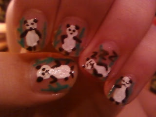 cute simple panda nail art design