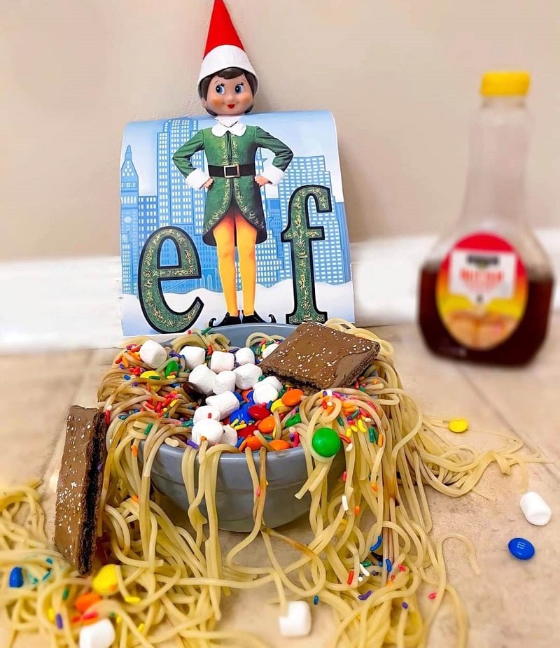 elf on the shelf made buddys breakfast from the movie elf
