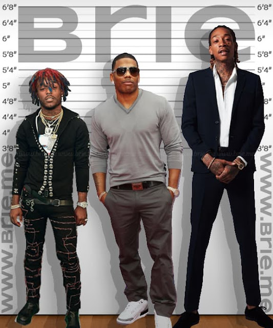 Nelly standing with Lil Uzi Vert and Wiz Khalifa