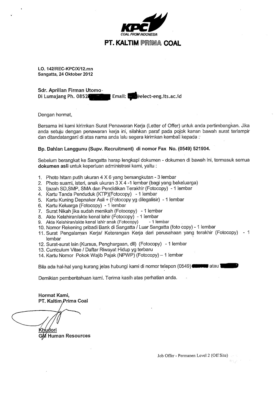 Contoh Surat Job Application Letter Malaysia
