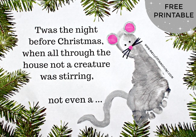 Night before Christmas mouse footprint art
