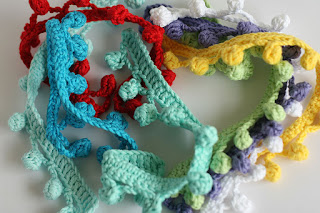 Handmade crochet cotton pompom trim ribbon