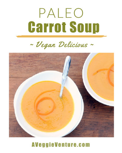 Paleo Carrot Soup, another healthy soup ♥ AVeggieVenture.com. Laced with fresh ginger, cardamon and coconut milk. Paleo, vegan and completely delicious.