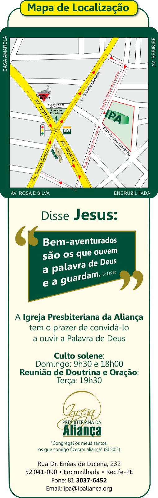  MAPA IGREJA PRESBITERIANA DA ALIANÇA