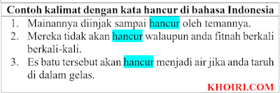 20 Contoh kalimat hancur di bahasa Indonesia dan Pengertiannya