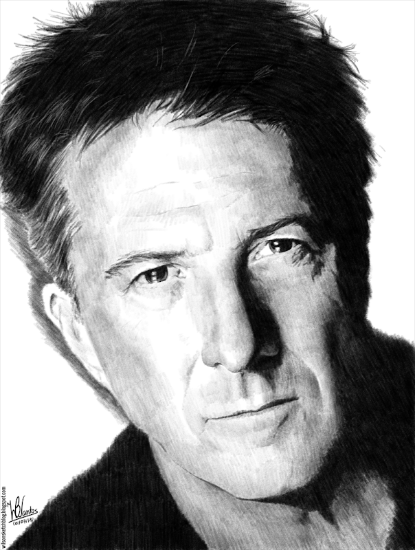 Pencil drawing of Dustin Hoffman, using Krita.