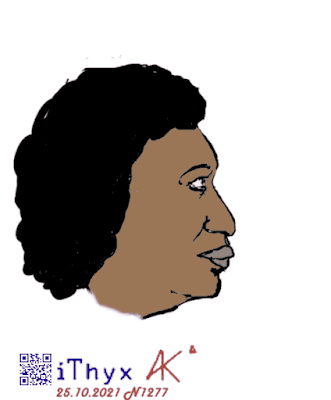 Набросок лица чернокожей женщины. Цветной рисунок на телефоне сделал художник Андрей Бондаренко @iThyx_AK