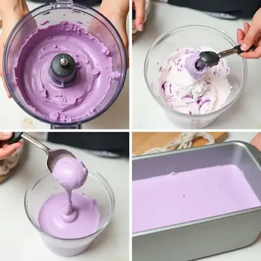 Making blueberry purée for ice cream"