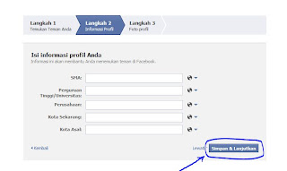 langkah berikutnya buat facebook baru