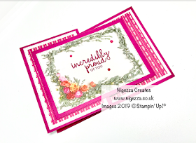 Nigezza Creates Fancy Fold Card For Stampin' For All DT Challenge Stampin' Up! Petal Promenade Needlepoint Nook