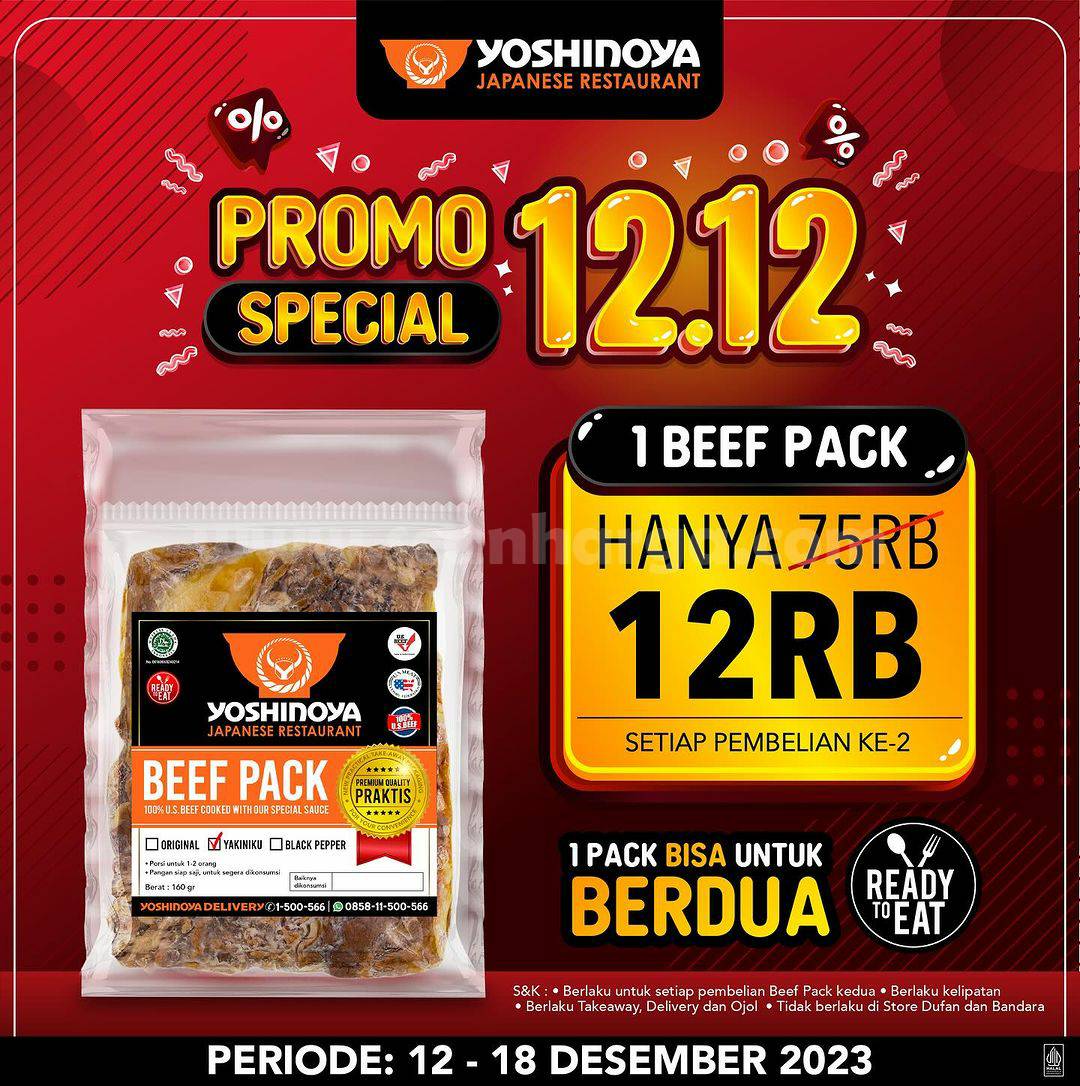 Promo YOSHINOYA 12.12 – Harga Spesial Beef Pack Cuma 12RB