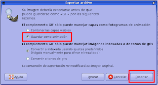 Cuadro de diálogo que permite guardar gif como animación