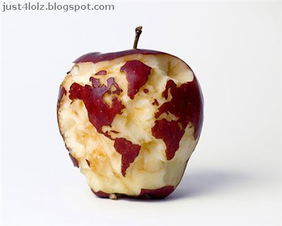 funny food art apple world map