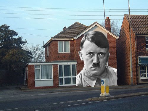 house that looks like hitler. This house looks like Hitler