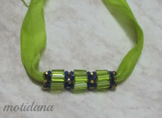 beaded bead silk ribbon necklace