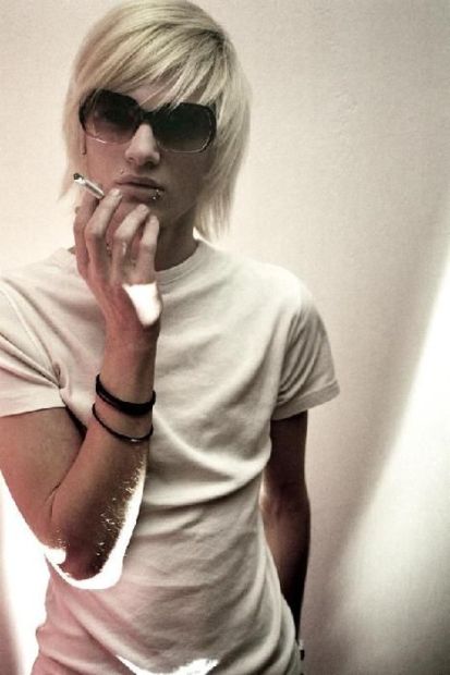 Emo boy blond with hair