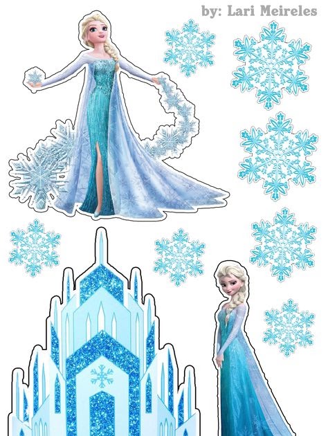 Vergelden Associëren Terzijde Elsa with Ice Castle, Frozen: Free Printable Cake Toppers. - Oh My Fiesta!  in english