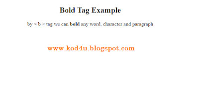 HTML Bold Tag Example 