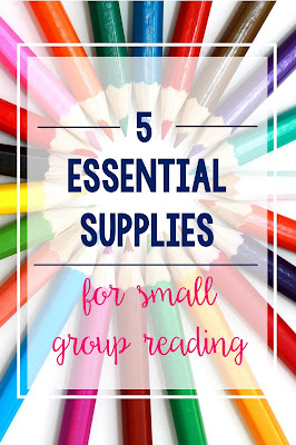 Check out the 5 supplies that are think are essential to small group reading.  Students in kindergarten and grades 1, 2, 3, 4 and 5 will benefit from these tips!