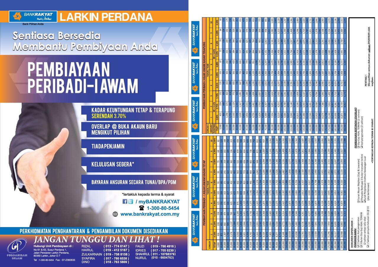 Personal Loan Bank Rakyat Johor Bahru Larkin Perdana Branch
