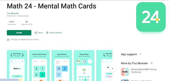 Math 24 - Mental Math Cards