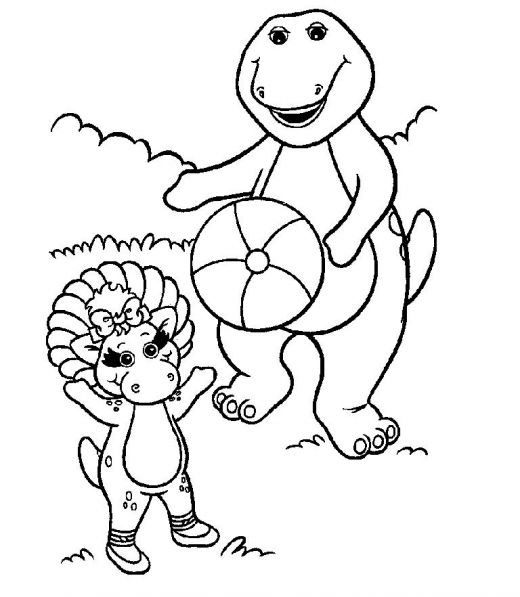 Coloring page of Barney and friend title=