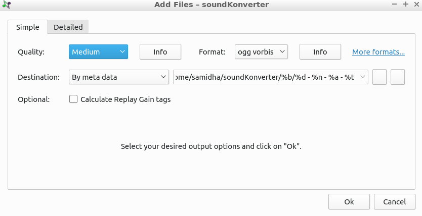 SoundKonverter Audio conversion settings