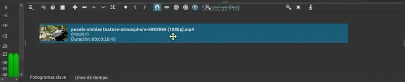 movemos el videoclip a la linea de tiempo de Shotcut Pro