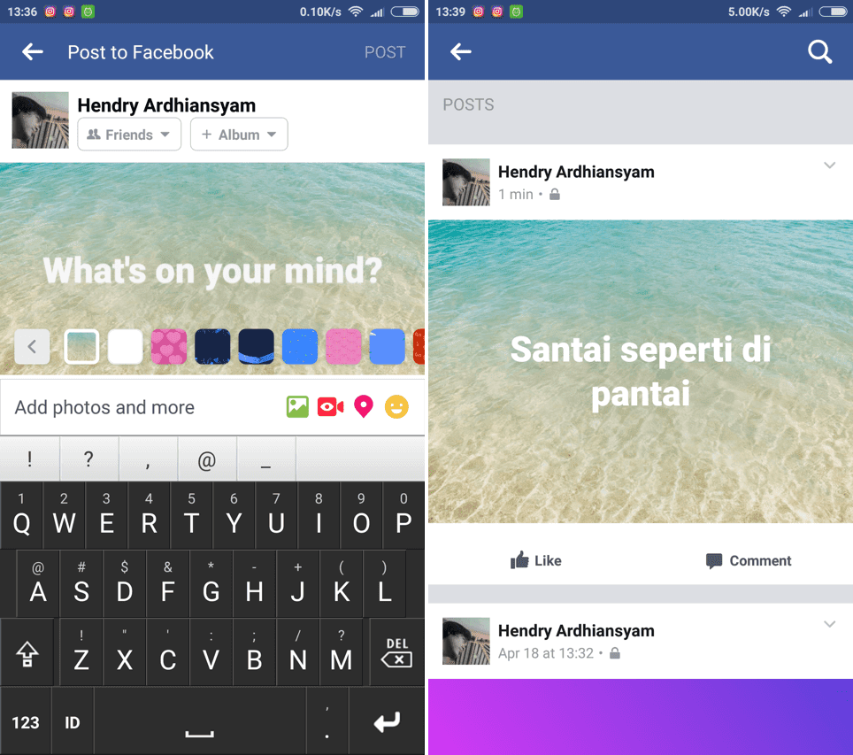 Cara Membuat Status Facebook dengan Background  Gambar  