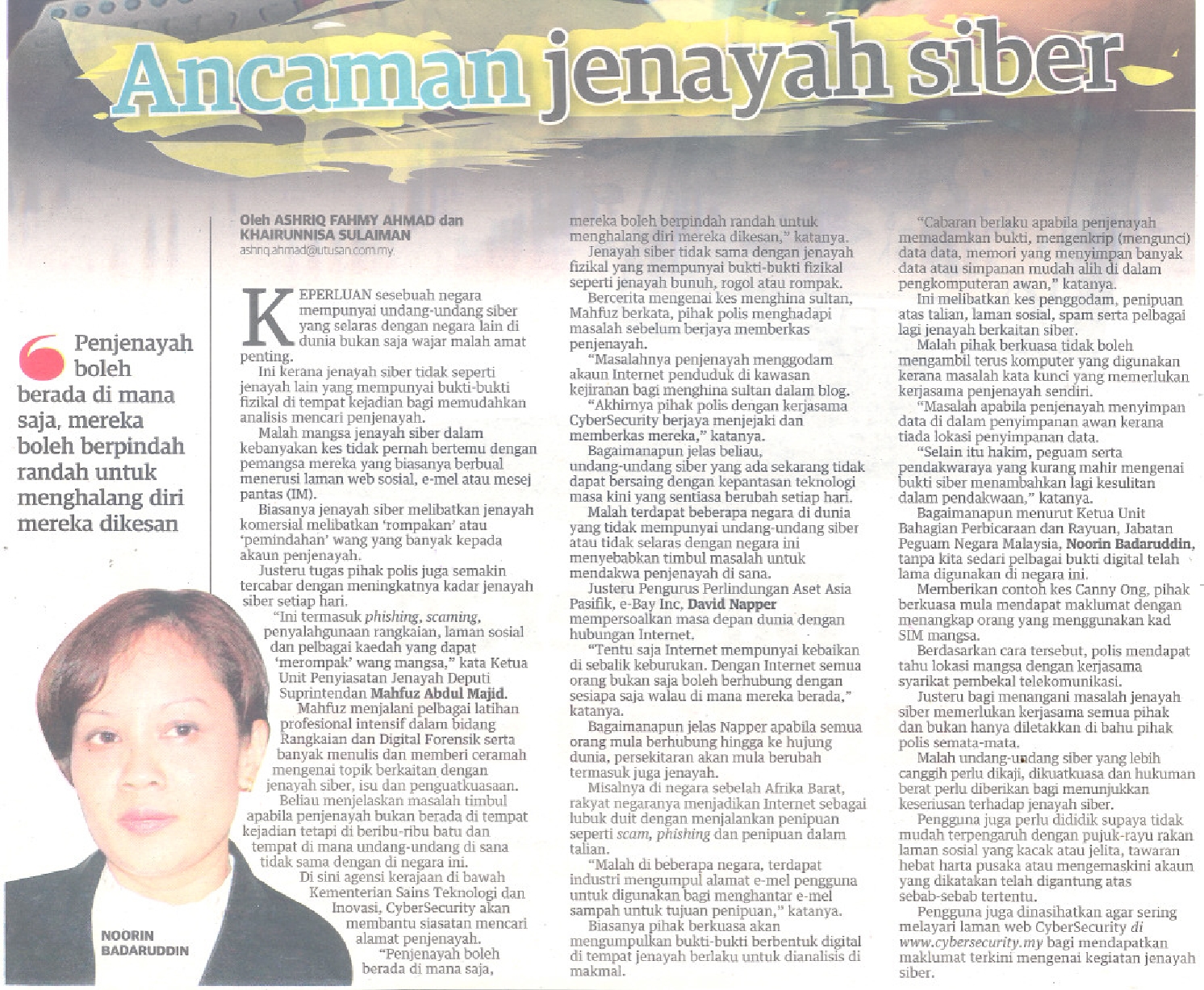 KERATAN AKHBAR KMPP: Ancaman jenayah siber (16 Apr 2012)