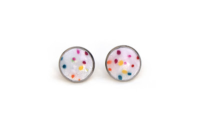 boucles d'oreilles pois multicolores collection couleurs unies polymère stenna bijoux