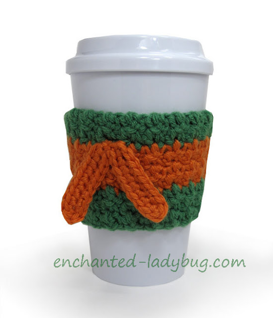 Free Crochet Teenage Mutant Ninja Turtle Coffee Cup Cozy Pattern