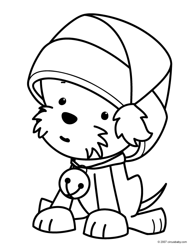 christmas puppy coloring pages title=