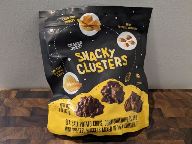 Trader Joe's Snacky Clusters bag.