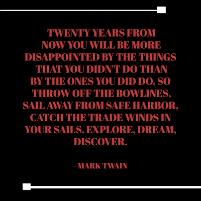 powerful inspirational about dreams by mark twin- twenty years from now you will be