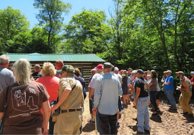 Crowd gathered for the dedication of the Webber Cabin