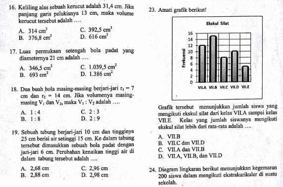 Soal PAS UAS Matematika Kelas 9 Semester 1 Tahun 2019 Dokumentasi kurikulum2013