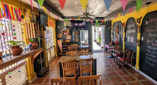 Colorful interior of restaurant